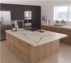 Calacatta Gold Quartz Stone Island Countertops