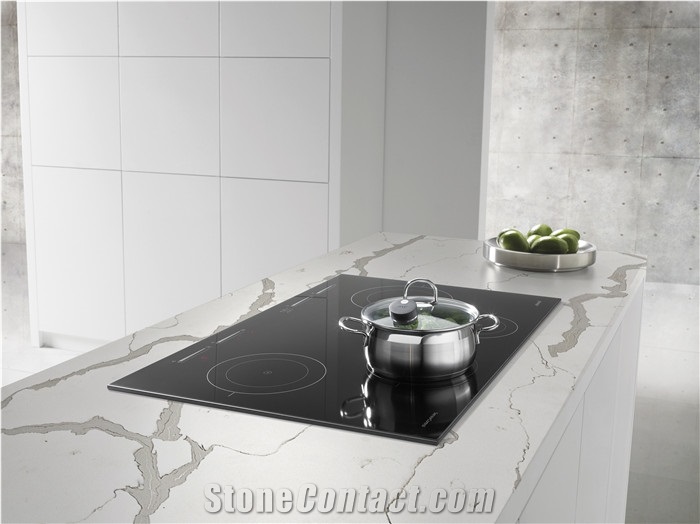 Calacatta Gold Quartz Stone Island Countertops