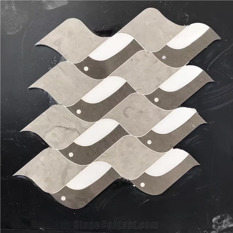 Carrara White Marble Mix Pietra Grey Mosaic Tiles