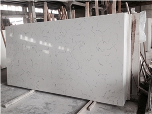Carrara White Quartz Kitchen Prefab Cut Slab Carrara White Quartz Kitchen Prefab Cut Slab