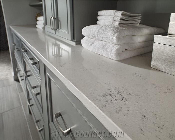 Carrara White Quartz Stone Kitchen Island Countertop