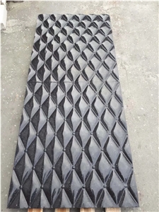 China Black Galaxy Granite Lozenge 3d Cnc Wall Panel