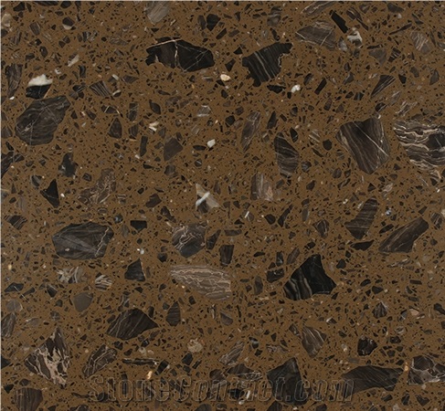 Coco Brown Big Quartz Chips Artificial Marble