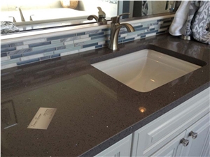 Dark Brown Crystal Quartz Stone Vanity Top/Bathtop Dark Brown Crystal Quartz Stone Vanity Top/Bathtop