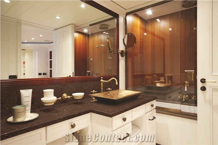 Dark Brown Crystal Quartz Stone Vanity Top/Bathtop