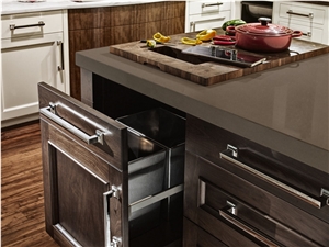 Dark Coffee Brown Quartz Stone Kitchen Slab