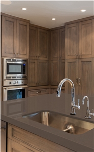 Dark Coffee Brown Quartz Stone Kitchen Slab