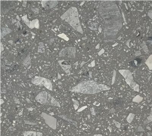 Dark Grey Terrazzo Tile Slab with Granite Look