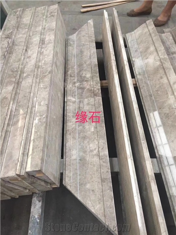 Dora Cloud Grey Marble Ogee Moudling, Wall Lines