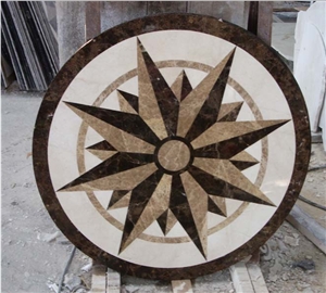 Emperador Light Marble Polished Waterjet Medallion