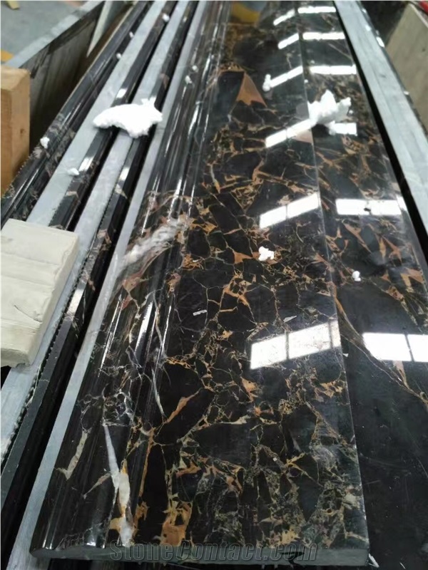 Gold Portoro Marble Ogee Molding, Wall Border Line