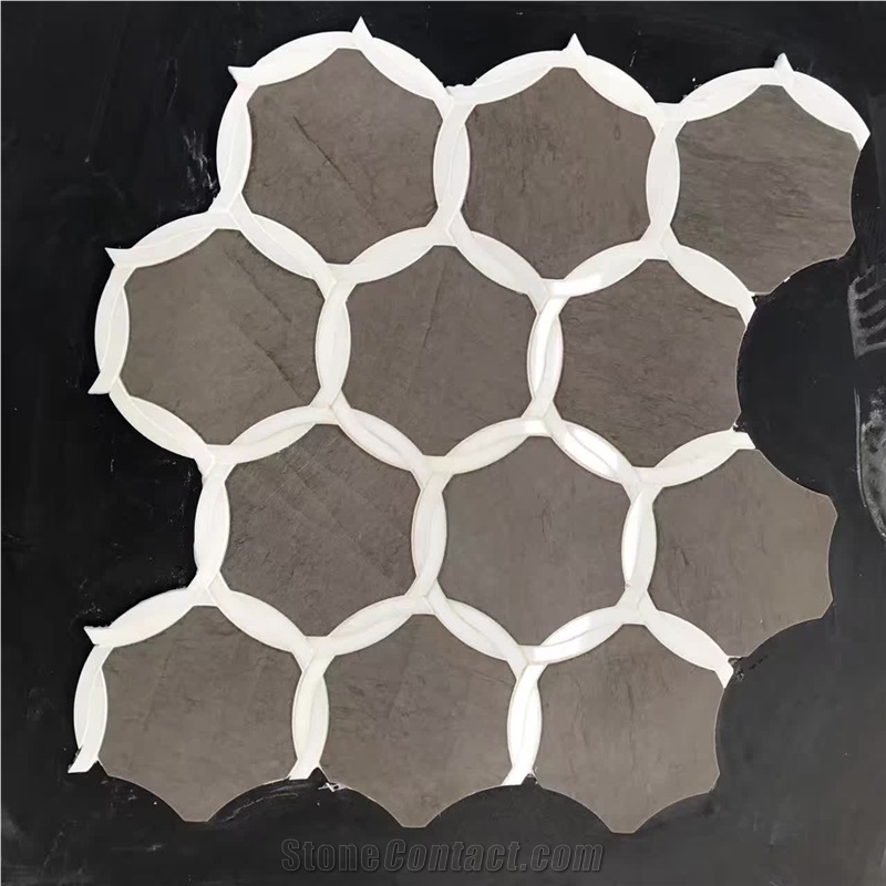 Grafitti Brown Marble String Rope Mosaic Art Hotel Project