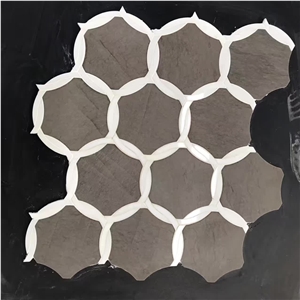 Grafitti Brown Marble String Rope Mosaic Art Hotel Project