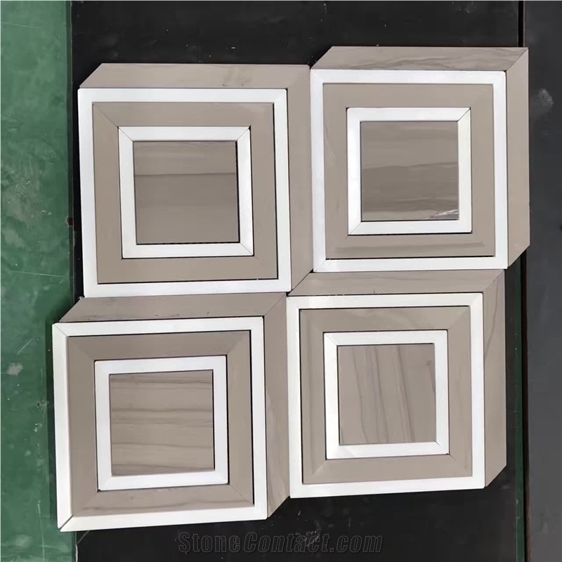 Grafitti Brown Marble String Rope Mosaic Art Hotel Project