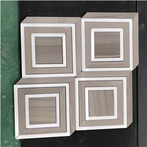 Grafitti Brown Marble String Rope Mosaic Art Hotel Project