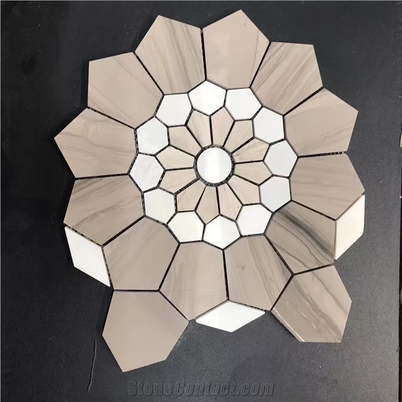 Grafitti Brown Marble String Rope Mosaic Art Hotel Project