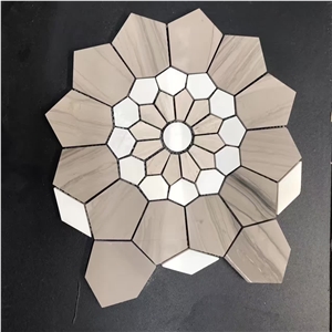 Grafitti Brown Marble String Rope Mosaic Art Hotel Project