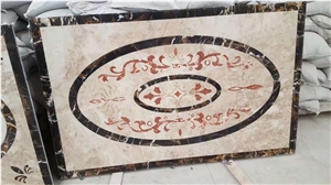 Honed Marble Square Floor Medallion Antique Style