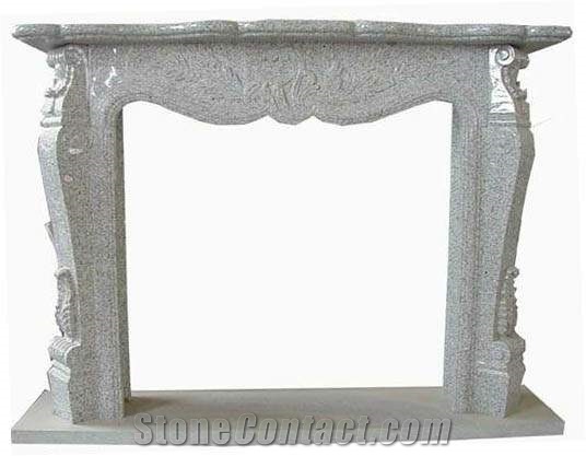 Lady Carving Design White Marble Fireplace Mantel