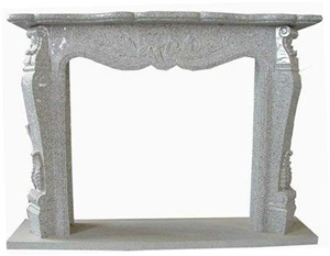 Lady Carving Design White Marble Fireplace Mantel