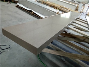 Light Absolute Brown Quartz Stone Kitchen Slab