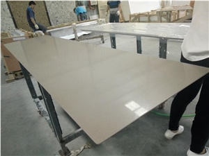 Light Absolute Brown Quartz Stone Kitchen Slab