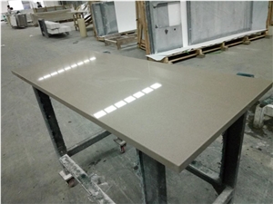 Light Absolute Brown Quartz Stone Kitchen Slab