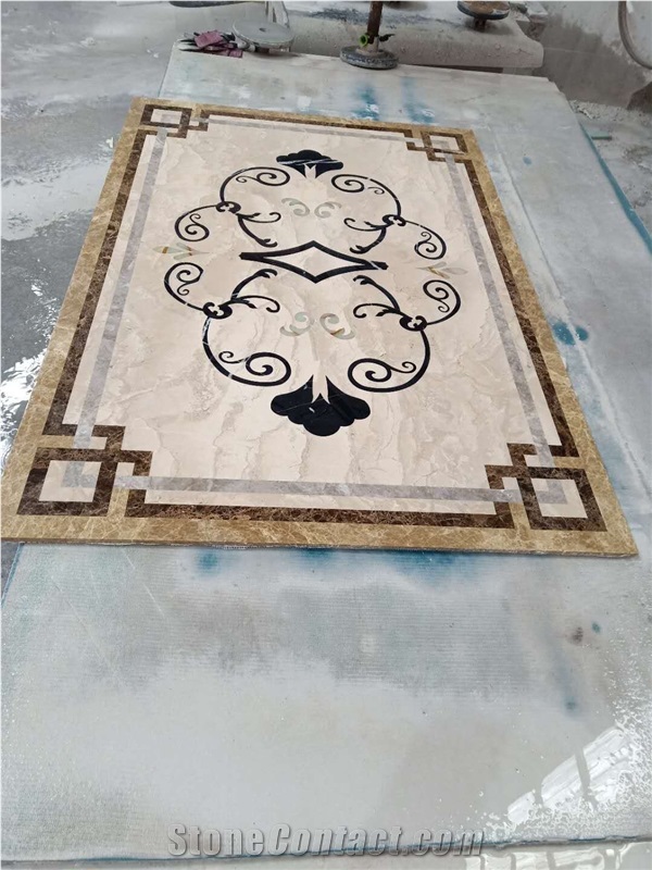 Royal Botticino Beige Marble Lobby Floor Waterjet