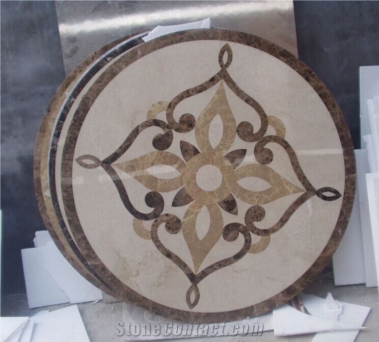 Royal Emperador Marble Round Waterjet Medallion Floor Carpet