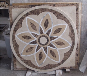 Royal Emperador Marble Round Waterjet Medallion Floor Carpet