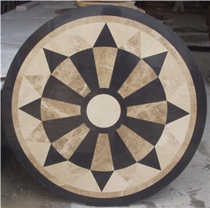 Royal Emperador Marble Round Waterjet Medallion Floor Carpet