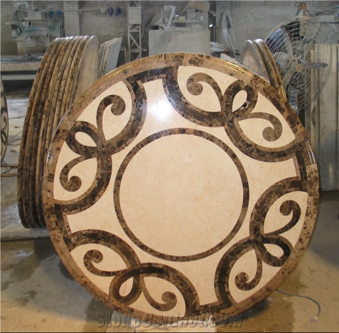 Royal Emperador Marble Round Waterjet Medallion Floor Carpet