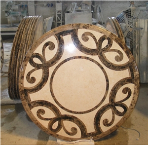 Royal Emperador Marble Round Waterjet Medallion Floor Carpet
