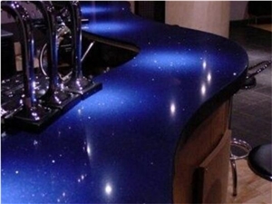 Royal Sapphire Blue Crystal Galaxy Quartz Stone Slab