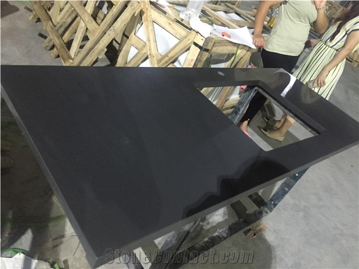 Solid Surafce Grey Quartz Stone Kitchen Bar Top