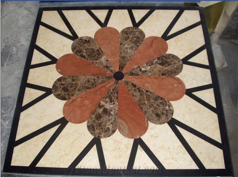 Sunny Beige Marble Modern Design Floor Carpet Medallions