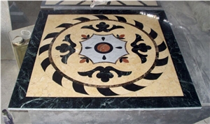 Sunny Beige Marble Modern Design Floor Carpet Medallions