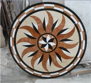 Sunny Beige Marble Modern Design Floor Carpet Medallions