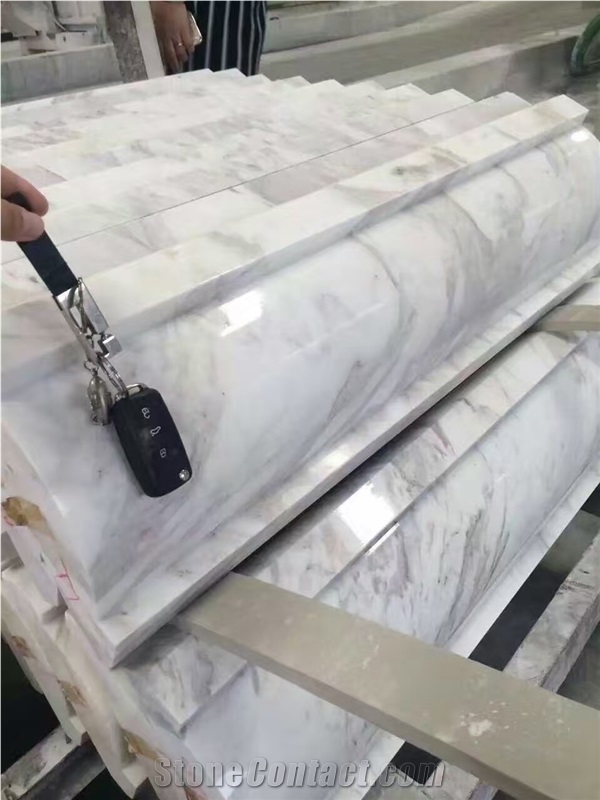 Volakas White Marble Polished Solid Surface Border Lines