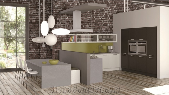 White and Grey Quartz Stone Countertops Worktop
