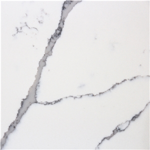White Calacatta Quartz Stone Kitchen Island Top