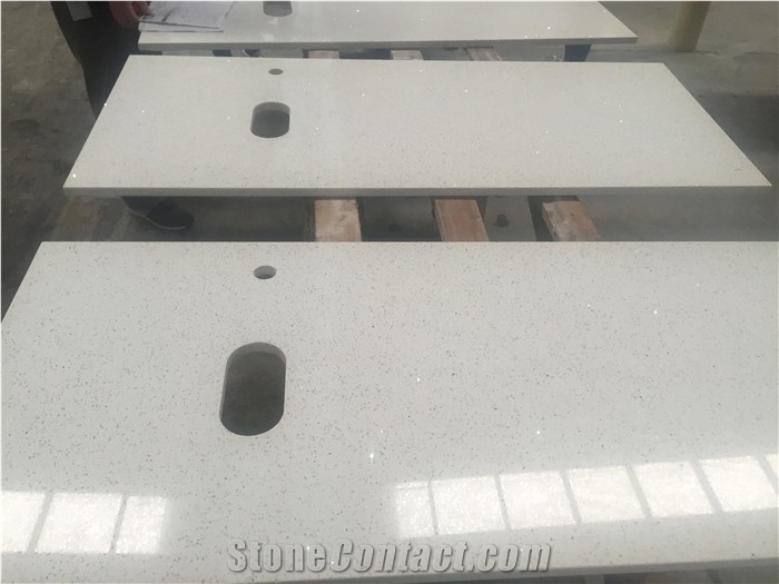 White Diamond Engineered Quartz Stone Island Top