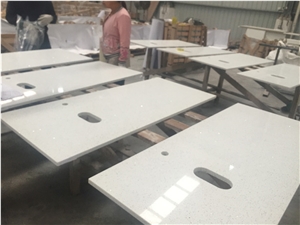 White Diamond Engineered Quartz Stone Island Top