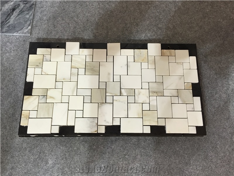 White Marble Basketweave Mosaic Tile Walling