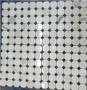 White Marble Hexagon Mosaic Pattern Wall Tiles