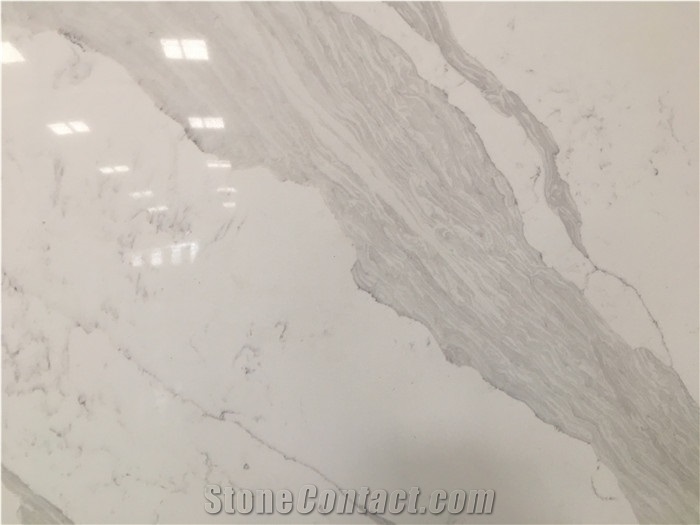 White Marble Look Quartz Stone Slab Bookmatch