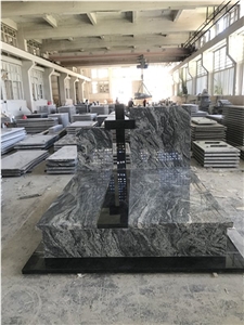 Multicolor Grey Granite Western Cemetery Tombstone