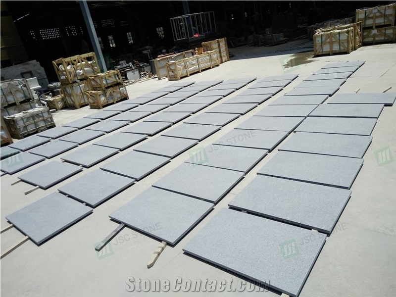 Dark Grey G654 Flamed Tiles In Stock