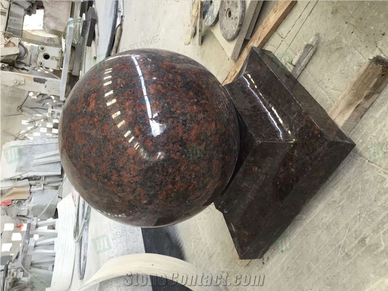 Tan Brown Granite Round Cast Stone Pillar Caps