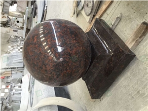 Tan Brown Granite Round Cast Stone Pillar Caps